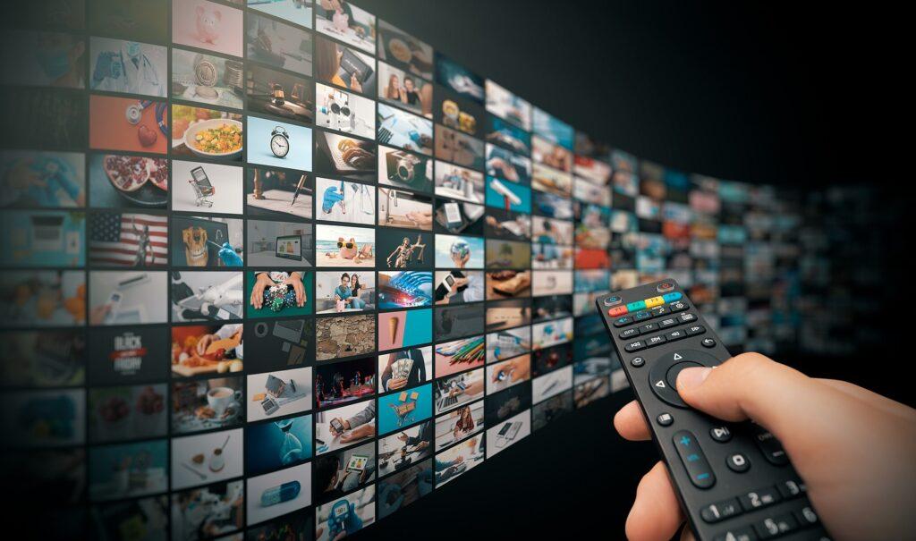 Television Streaming, Tv Broadcast. Multimedia Wall Concept. Save on IT Consulting